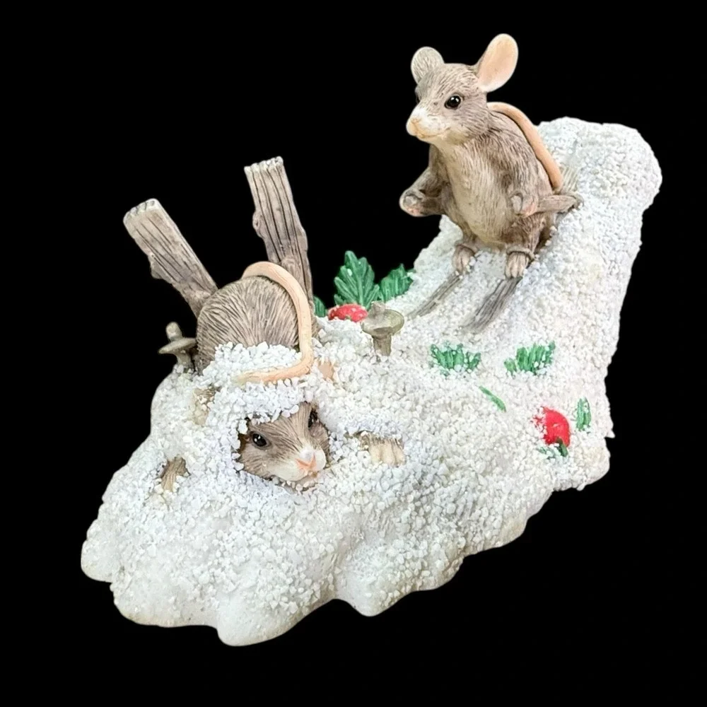 Charming Tails Hot Doggin Mice Figurine Skiing Dean‎ Griff Fitz Floyd Silvestri